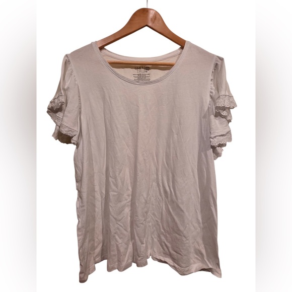 Time and Tru Tops - Time and Tru White Ruffle Sleeve Top | Women’s XXXL (3X)
